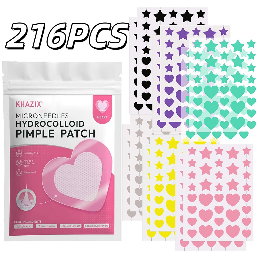 Skincare Salicylic Acid - แผ่นแปะสิวรูปดาว 6 สี 216 ชิ้น -